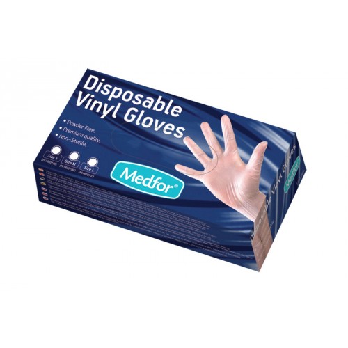 Disposable White Vinyl Medfor Powder-free Gloves (100)
